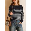 imageArachampampCloz Womens Wool Blend Striped Boat Neck Fall Dressy Casual Sweater Tops 2025Black and White
