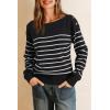 imageArachampampCloz Womens Wool Blend Striped Boat Neck Fall Dressy Casual Sweater Tops 2025Black and White