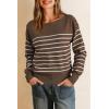 imageArachampampCloz Womens Wool Blend Striped Boat Neck Fall Dressy Casual Sweater Tops 2025Coffee and White