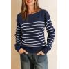 imageArachampampCloz Womens Wool Blend Striped Boat Neck Fall Dressy Casual Sweater Tops 2025Navy Blue and White