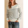 imageArachampampCloz Womens Wool Blend Striped Boat Neck Fall Dressy Casual Sweater Tops 2025Off White and Black