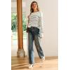 imageArachampampCloz Womens Wool Blend Striped Boat Neck Fall Dressy Casual Sweater Tops 2025Off White and Black