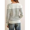 imageArachampampCloz Womens Wool Blend Striped Boat Neck Fall Dressy Casual Sweater Tops 2025Off White and Black