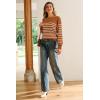 imageArachampampCloz Womens Wool Blend Striped Boat Neck Fall Dressy Casual Sweater Tops 2025Orange and White