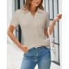 imageArachampampCloz Womens Wool Blend Summer Fall Tops Business Casual Polo Shirts 2025Cable Knitapricot