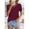 imageArachampampCloz Womens Wool Blend Summer Fall Tops Lightweight Business Casual BlousesWine