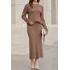 imageArachampampCloz Womens Wool Blend Sweater 2 Piece Sets Fall Business Long Sleeve Top Midi Skirts Outfits 2025Brown