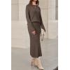 imageArachampampCloz Womens Wool Blend Sweater 2 Piece Sets Fall Business Long Sleeve Top Midi Skirts Outfits 2025Coffee