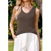 imageArachampampCloz Womens Wool Blend Sweaters Non See Through Double VNeck AllSeason Tank 2025Coffee