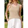imageArachampampCloz Womens Wool Blend Sweaters Non See Through Double VNeck AllSeason Tank 2025Khaki