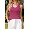 imageArachampampCloz Womens Wool Blend Sweaters Non See Through Double VNeck AllSeason Tank 2025Rose Red