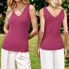 imageArachampampCloz Womens Wool Blend Sweaters Non See Through Double VNeck AllSeason Tank 2025Rose Red