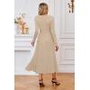 imageArachampampCloz Womens Wool Blend Tie Waist Pleated Fall Sweater Dress 2025Apricot