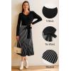 imageArachampampCloz Womens Wool Blend Tie Waist Pleated Fall Sweater Dress 2025Blackwhite Stripe