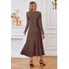 imageArachampampCloz Womens Wool Blend Tie Waist Pleated Fall Sweater Dress 2025Coffee