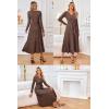 imageArachampampCloz Womens Wool Blend Tie Waist Pleated Fall Sweater Dress 2025Coffee