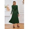 imageArachampampCloz Womens Wool Blend Tie Waist Pleated Fall Sweater Dress 2025Dark Green