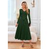 imageArachampampCloz Womens Wool Blend Tie Waist Pleated Fall Sweater Dress 2025Dark Green