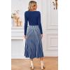 imageArachampampCloz Womens Wool Blend Tie Waist Pleated Fall Sweater Dress 2025Navy Bluewhite Stripe