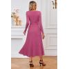 imageArachampampCloz Womens Wool Blend Tie Waist Pleated Fall Sweater Dress 2025Rose Pink