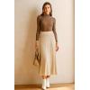 imageArachampampCloz Womens Wool Blend Wide Elastic Band ALine Pleated Flowy Long Skirts 2025Apricot