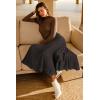 imageArachampampCloz Womens Wool Blend Wide Elastic Band ALine Pleated Flowy Long Skirts 2025Brown