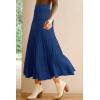 imageArachampampCloz Womens Wool Blend Wide Elastic Band ALine Pleated Flowy Long Skirts 2025Navy