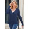 imageArachampampCloz Womens Wool Blended Ribbed Cardigan Lightweight Long Sleeve Sweater 2025 Spring Fashion Button Down Knit TopNavy Blue