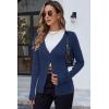 imageArachampampCloz Womens Wool Blended Ribbed Cardigan Lightweight Long Sleeve Sweater 2025 Spring Fashion Button Down Knit TopNavy Blue