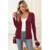 imageArachampampCloz Womens Wool Blended Ribbed Cardigan Lightweight Long Sleeve Sweater 2025 Spring Fashion Button Down Knit TopRed