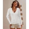 imageArachampampCloz Womens Wool Blended Ribbed Cardigan Lightweight Long Sleeve Sweater 2025 Spring Fashion Button Down Knit TopWhite