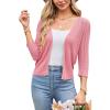 imageArachampampCloz Womens 2024 Lightweight Summer Cardigan 34 Sleeve Crochet Patterns Knit Shrug Sweater TopsPink