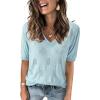 imageArachampampCloz Womens Lightweight Fall Sweater Tops Casual Short Sleeve Blouses ShirtsAzlight Blue