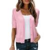 imageArachampampCloz Womens Lightweight Summer Business Casual Cropped Short Sleeve CardiganLight Pink