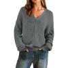 imageArachampampCloz Womens Mohair Wool Blend Fall Chunky Business Cardigan Sweaters 2025Dark Gray