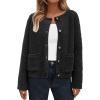 imageArachampampCloz Womens Open Front Cardigan Sweaters Fall Fashion Button Down Knit Chunky Outwear Coats with PocketsBlack