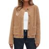 imageArachampampCloz Womens Open Front Cardigan Sweaters Fall Fashion Button Down Knit Chunky Outwear Coats with PocketsKhaki