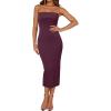 imageArachampampCloz Womens Silk Blend Fold Over Elegant Classy Wedding Guest Dress 2025Burgundy Purple