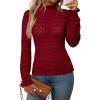 imageArachampampCloz Womens Silk Wool Blend Lace Mock Neck Slim Fitted Sweater Trendy 2025Dark Red