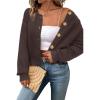 imageArachampampCloz Womens Waffle Cropped Cardigan Ultra Stretchy 2025 Spring Soft Chunky Button Business Casual SweatersBrown Coffee