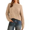 imageArachampampCloz Womens Wool Blend Embroidery Floral Oversized Fit Sweater Trendy 2025Apricot