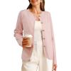 imageArachampampCloz Womens Wool Blend Fall Button Down Business Casual Blazers Jacket with Pockets 2025Pink