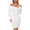 imageArachampampCloz Womens Wool Blend Long Sleeve Off Shoulder Sweater Dresses 2025White