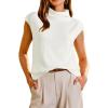 imageArachampampCloz Womens Wool Blend Mock Neck Business Casual Sweater Vest 2025 FallOffwhite