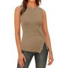imageArachampampCloz Womens Wool Blend SideButton Slit Fall Casual Trendy Sweater Tanks 2025Camel