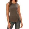 imageArachampampCloz Womens Wool Blend SideButton Slit Fall Casual Trendy Sweater Tanks 2025Coffee