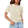 imageArachampampCloz Womens Wool Blend Soft Fuzzy Puff Sleeve Cute Casual Fall Sweaters 2025Cream