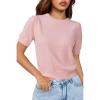 imageArachampampCloz Womens Wool Blend Soft Fuzzy Puff Sleeve Cute Casual Fall Sweaters 2025Light Pink