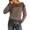 imageArachampampCloz Womens Wool Blend Striped Boat Neck Fall Dressy Casual Sweater Tops 2025Coffee and White