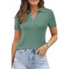 imageArachampampCloz Womens Wool Blend Summer Fall Tops Business Casual Polo Shirts 2025Sage Green